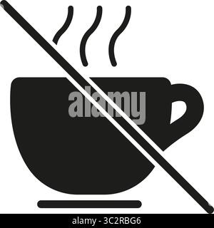 Heißgetränke Sind Nicht Erlaubt. Festes Symbol. Silhouette-Symbol Für Das Verbot Des Heißgetränkekonsums. Sicherheitshinweise Für Heiße Flüssigkeiten. Isoliert Stock Vektor