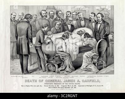 6. August 2011, USA: Tod von General James A. Garfield: 20. Präsident der Vereinigten Staaten, Lithograph, Currier & Ives, 1881 (Kreditbild: © JT Vintage/Glasshouse Via ZUMA Wire) Stockfoto