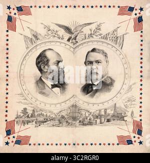 21. Juli 2015, USA: General James A. Garfield & General Chester A. Arthur, Wahlkampfbanner bei den Präsidentschaftswahlen 1880, Lithograph, Joseph Laing, 1880 (Bild: © JT Vintage/Glasshouse Via ZUMA Wire) Stockfoto