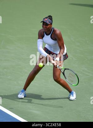 13. August 2019: Venus Williams (USA) besiegte Kiki Bertens (NED) bei den Western & Southern Open im Lindner Family Tennis Center in Mason, Ohio. ©Leslie Billman/Tennisclix/CSM(Credit Image: &Copy; Leslie Billman/CSM via ZUMA Wire) Stockfoto