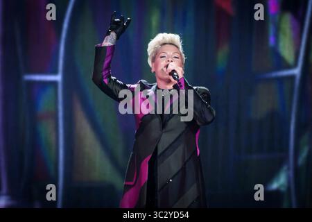 August 18, 2019, Toronto, Ontario, Kanada: Alecia Beth Moore, professionell, bekannt als Rosa (stilisiert als P!nk) eine ausverkaufte Show in Toronto. Im Bild: Rosa (Credit Bild: © Engel Marchini/ZUMA Draht) Stockfoto