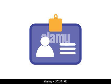 Lilafarbenes ID-Badge-Symbol – Flachprofil-ID-Kartenvektor Stock Vektor
