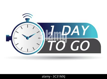 1 Tag im Uhrenstil. Abzeichen für Sonderangebote. Webdesign. Verkaufsanhänger, für Webinar-Banner, Live-Event Stock Vektor
