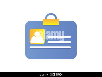 Blaues ID-Kartensymbol – flaches Vektordesign für Identifikationsabzeichen Stock Vektor