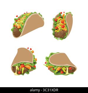 Taco Design Vektor. Taco Set Vektor. Stock Vektor