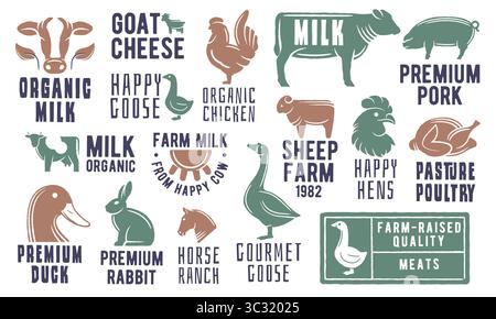 Logos Für Landwirtschaftliche Produkte Stock Vektor