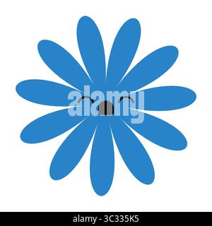 Traurige Zeichentrickblume mit ausdrucksstarkem Gesicht und tränenförmigen Augen. Eine flache, minimale Zeichendarstellung in sanften Farben Stock Vektor