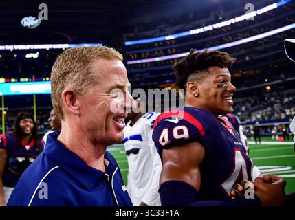 24. August 2019: Jason Garrett, Cheftrainer der Dallas Cowboys während eines NFL-Fußballspiels zwischen den Houston Texans und den Dallas Cowboys im AT&T Stadium in Arlington, Texas. .Manny Flores/CSM Stockfoto