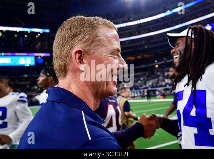 24. August 2019: Jason Garrett, Cheftrainer der Dallas Cowboys während eines NFL-Fußballspiels zwischen den Houston Texans und den Dallas Cowboys im AT&T Stadium in Arlington, Texas. .Manny Flores/CSM Stockfoto