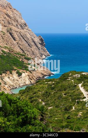 Wunderschönes türkisfarbenes Wasser in Cala Boquer, Mallorca Stockfoto
