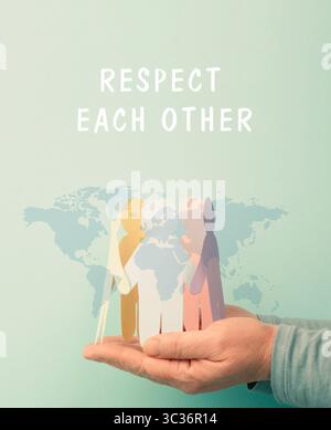 Respektieren Sie Einander, Verantwortung, Toleranz Und Entwicklung, Menschliche Beziehungen Und Interaktion, Inklusion Und Vielfalt Stockfoto