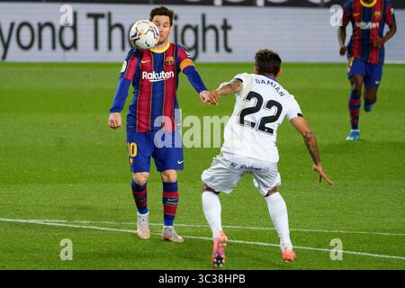 22. April 2021, Barcelona, Spanien: LIONEL MESSI vom FC Barcelona im spanischen LaLiga-Spiel zwischen dem FC Barcelona und Getafe CF im Camp Nou in Barcelona, Spanien. Messi erzielte zwei Tore, als Barcelona Getafe besiegte und auf den dritten Platz kletterte. (Bild: © Joma Garcia/DAX via ZUMA Wire) Stockfoto