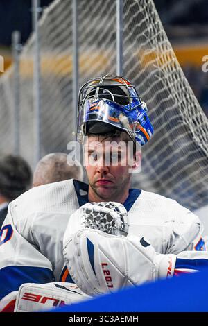 3. Mai 2021: New York Islanders Torhüter Semyon Varlamov (40) in der dritten Spielperiode. Die Buffalo Sabres besiegten die New York Islanders 4-2 in einem NHL-Matchup im KeyBank Center in Buffalo, NY. Foto von Alan Schwartz/CSM (Kreditbild: &Copy; Alan Schwartz/CSM via ZUMA Wire) Stockfoto