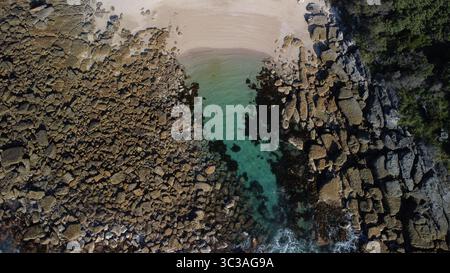Die Drohne wurde über den wunderschönen Strand in Jervis Bay Australien geschossen Stockfoto