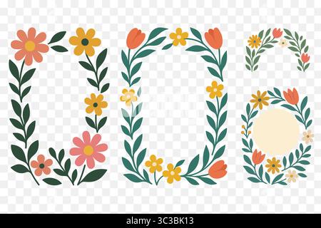 Clipart Mit Blumenrahmen Und Etiketten Bearbeitbare Blumenränder Und Botanische Etikettenelemente Stock Vektor