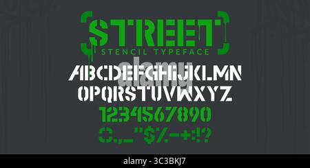 Trendige Schablone Urban Street Art Graffiti Alphabet Schriftart Digitale Typografie Vektor-Illustration Stock Vektor