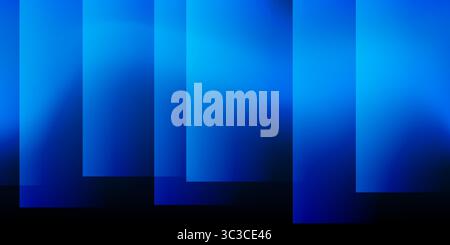 Ein modernes abstraktes Design mit einem glatten, blau beleuchteten Farbverlauf und überlappenden transparenten Quadraten. Harmonische Farben, professionell Stock Vektor