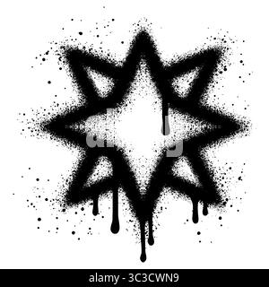 Sterngraffiti mit schwarzer Sprühfarbe.Vektor-Illustration. Stock Vektor