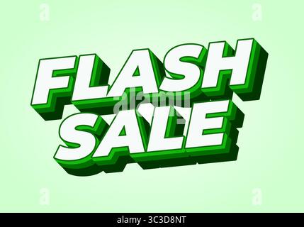 Eine lebendige Grafik mit dem auffälligen Text-FLASH-ANGEBOT in grünen und weißen 3D-Buchstaben vor hellgrünem Hintergrund, ideal für Werbematerialien Stock Vektor