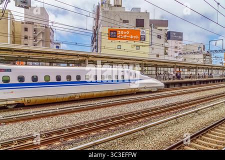 Tokio, Japan - 15. Januar 2025 Shinkansen Hochgeschwindigkeitszug parkt im Bahnhof. Stockfoto