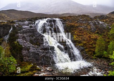 Glencoe Wasserfall, Glencoe Valley, Argyll, Highlands, Schottland, UK Stockfoto