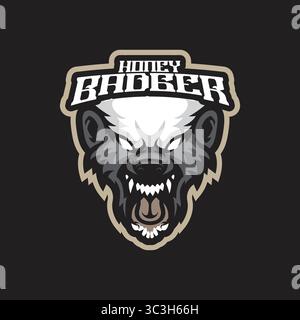 Badger Maskottchen Logo Design Vektor mit moderner Illustration Konzept Stil für Abzeichen, Emblem und T-Shirt Druck. Illustration des Honigdachs. Stock Vektor