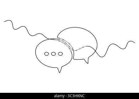 Minimale Sprachblase Continuous Line Art Vektor Chat-Symbol Silhouette für Kommunikations- und Messaging-Design. Stock Vektor