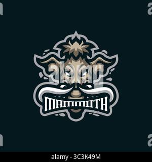 Mammut Maskottchen Logo Design Vektor. Mammut-Kopf-Illustration für Sportmannschaft. Stock Vektor