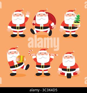 Weihnachtsmann-Maskottchen. Santa Vector Pack. Stock Vektor