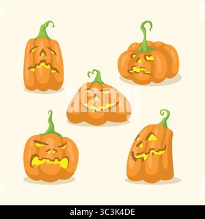 Kürbisse Maskottchen-Design. Kürbisse Vektorpackung. Stock Vektor