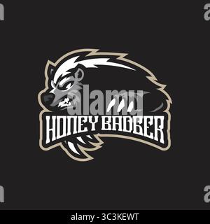 Badger Maskottchen Logo Design Vektor mit moderner Illustration Konzept Stil für Abzeichen, Emblem und T-Shirt Druck. Illustration des Honigdachs. Stock Vektor