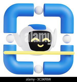 Abbildung mit 3D-Symbolen für die Gesichtserkennung. Stockfoto