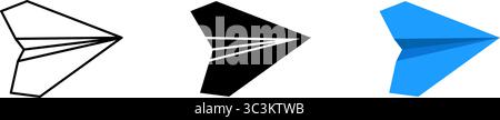 Papierebene eingestellt. Linie, Silhouette und flacher Stil. Stock Vektor