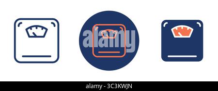 Drei verschiedene Skalen werden in einer Reihe angezeigt. Die erste Skala ist eine digitale Skala mit weißem Hintergrund. Die zweite Skala ist eine traditionelle analoge Skala Stock Vektor