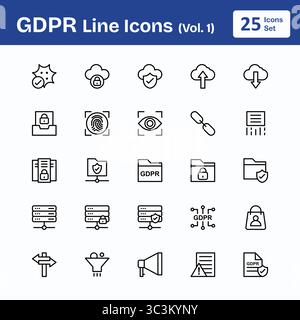DSGVO-Zeilensymbole (Band 1) Stock Vektor