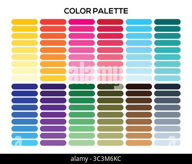 RGB-Farbpalettendiagramm. Lebendige Farbpalette Farbfelder für Grafikdesign und Branding, Vektor-Illustration Stock Vektor