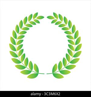 Lorbeerkranz-Symbol. Grüne Laurel Wreath Vektor-Illustration für Preis- und Siegesthemen Stock Vektor
