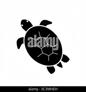Grafiksymbol der schwarzen Meeresschildkröte. Vektorillustration isoliert auf weißem Hintergrund Stock Vektor