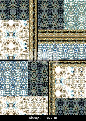 Komplexe geometrische Muster schaffen einen nahtlosen und dekorativen Hintergrund Stockfoto