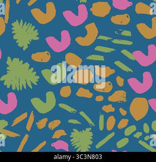 Farbenfrohe abstrakte Formen schaffen ein lebendiges und verspieltes nahtloses Muster Stockfoto