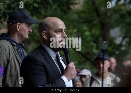 Glasgow, Schottland, 26. Juli 2025. märz der UK Independence Party (UKIP) „Mass-Deportations Now“, mit Anführer Nick Tenconi, in Glasgow, Schottland, am 26. Juli 2025. Foto: Alamy Live News. Stockfoto