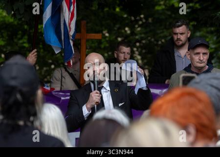 Glasgow, Schottland, 26. Juli 2025. märz der UK Independence Party (UKIP) „Mass-Deportations Now“, mit Anführer Nick Tenconi, in Glasgow, Schottland, am 26. Juli 2025. Foto: Alamy Live News. Stockfoto