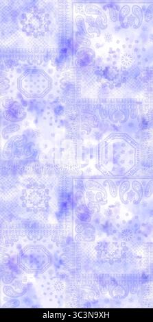 Ein blau-weißes Krawattenmuster mit Paisley-Muster erzeugt einen Vintage-Hintergrund Stockfoto