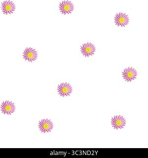 Nahtloses Muster von rosa Blumen isoliert auf weißem Hintergrund Stockfoto