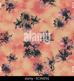 Nahtloses Blumenmuster mit Blumen schafft einen Vintage-Hintergrund Stockfoto