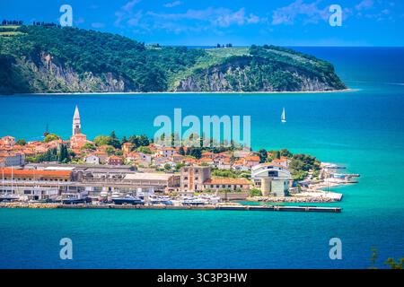 Stadt Izola an der Adriaküste Panoramablick, Küste Sloweniens Stockfoto