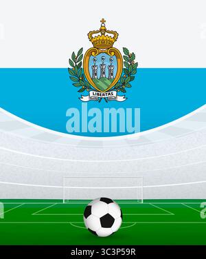 San Marino National Football Thema, Stadion und Fußball. Fußballspiel-Konzept in San Marino. Ideal für den Einsatz bei Sportveranstaltungen, Fußball-Th Stock Vektor