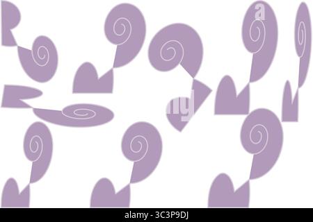 Weiches, abstraktes minimalistisches Design mit spiralförmigen und wellenartigen Formen in gedämpften Lavendeltönen auf weißem Hintergrund. Ideal für Branding, Hintergründe und Verpackungen Stock Vektor