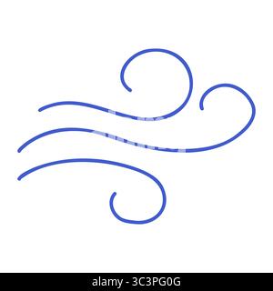 Windwirbel im marineblauen Stil. Vektor-Konturkontur, die bearbeitet werden kann. Minimalistische Symboldarstellung. Stock Vektor