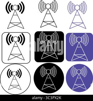 Moderne Kommunikationsmasten übertragen Datensignale für globale Netzwerkkonnektivität und -Zugang Stock Vektor